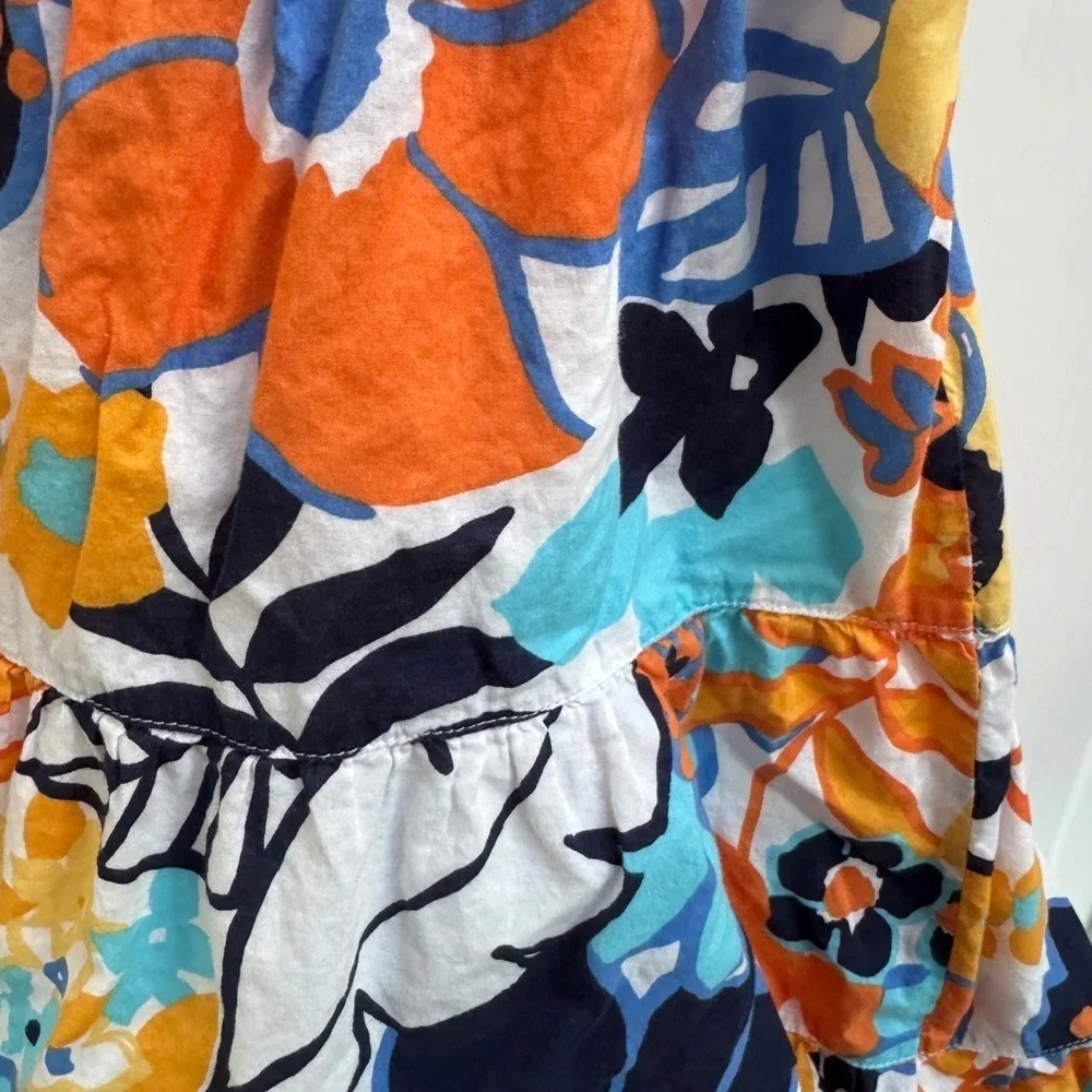 Gymboree Girls Size 4 Sleeveless Tropical Floral Dress - Orange, Blue, White